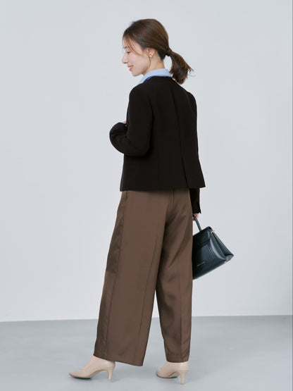 トリアセジョーゼットノーカラージャケット　[通常]