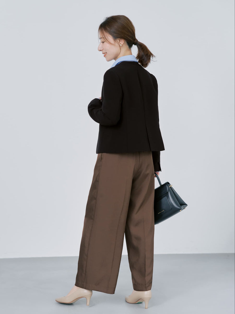 トリアセジョーゼットノーカラージャケット　[通常]