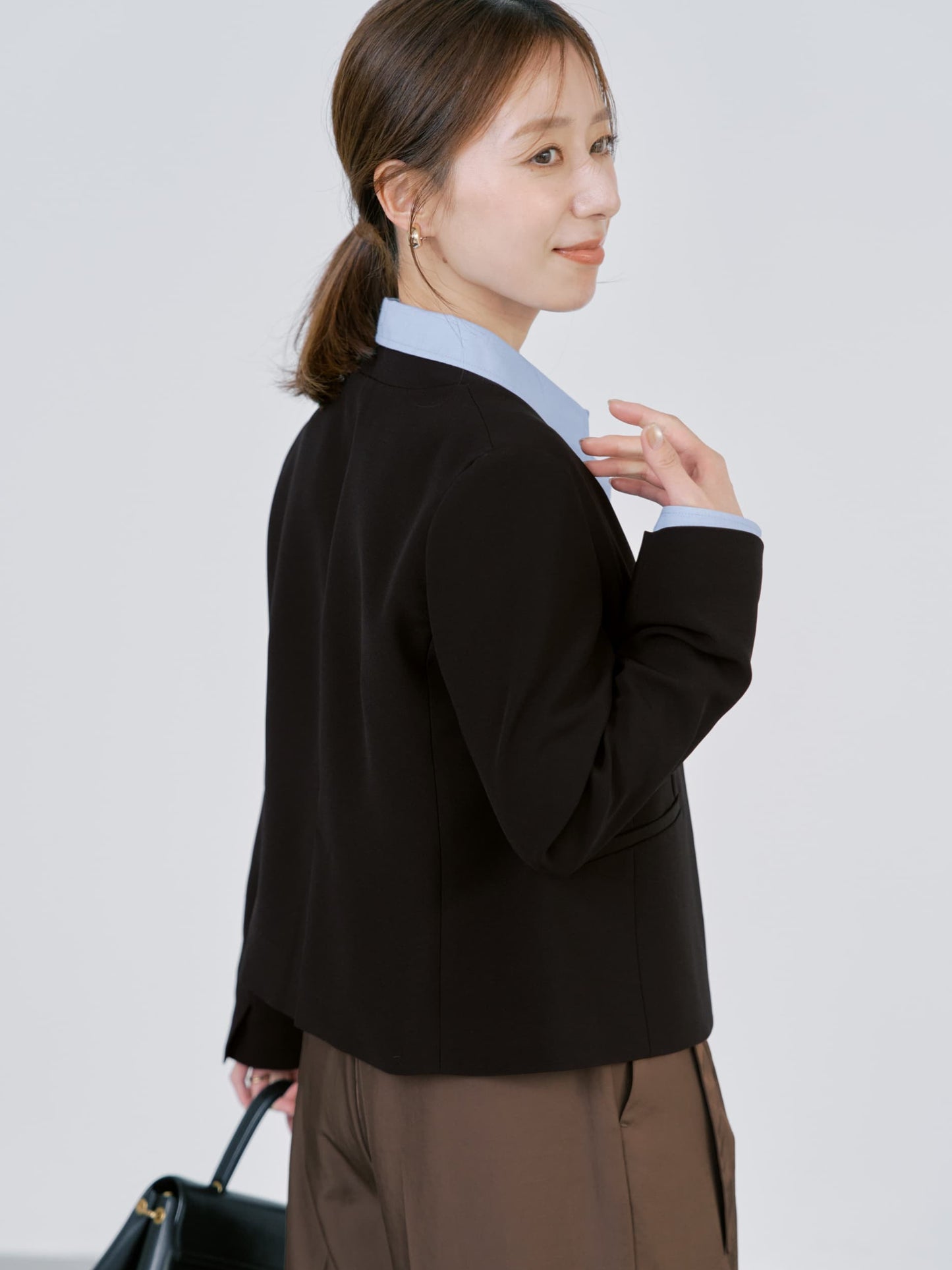 トリアセジョーゼットノーカラージャケット　[通常]