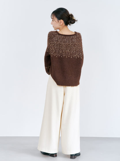 ゴールドボタンツイードワイドパンツ-short & regular　[通常]