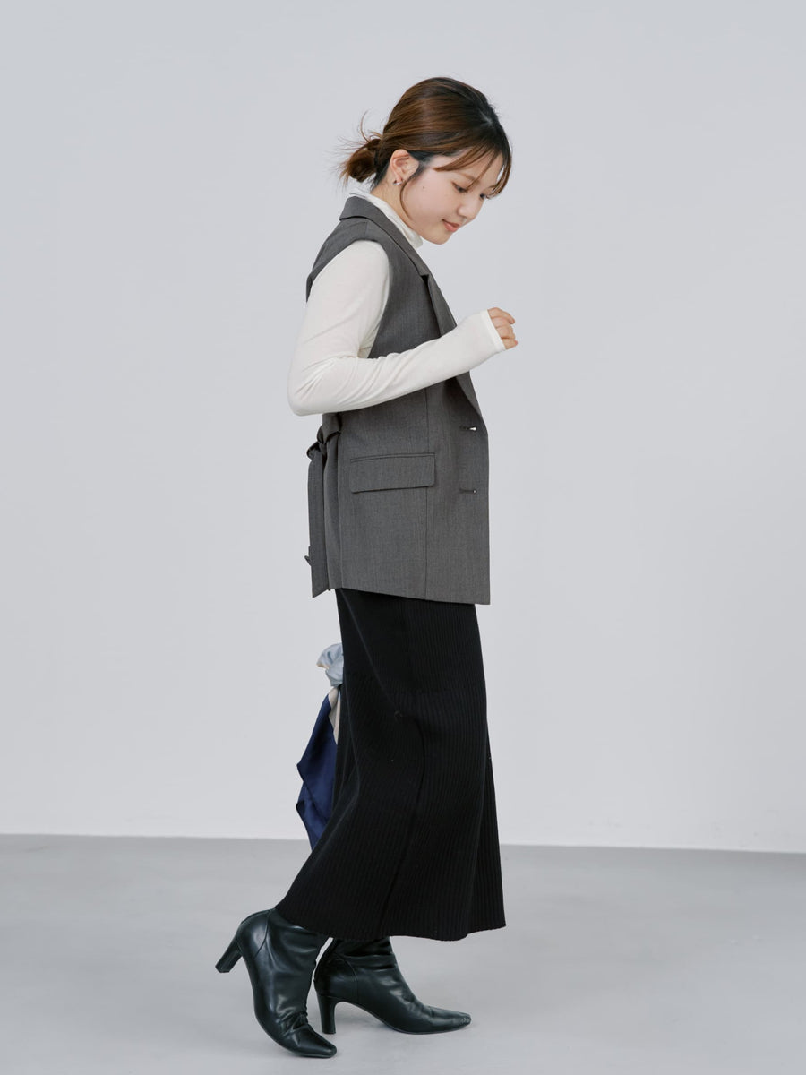 コットンブレンドリブIラインスカート-short & regular　[通常]