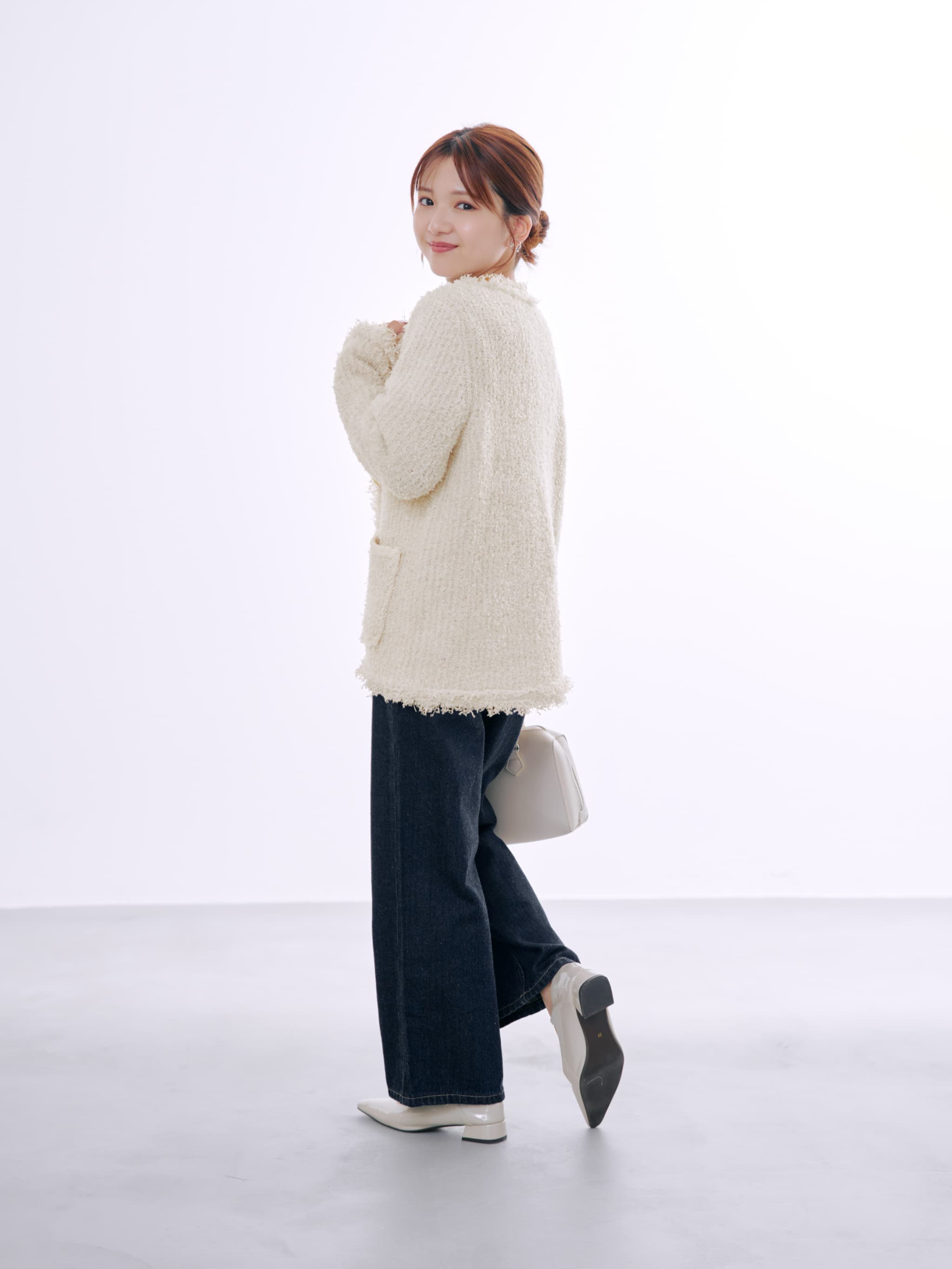 フリンジツイードニットジャケット | 小柄・低身長女性向け