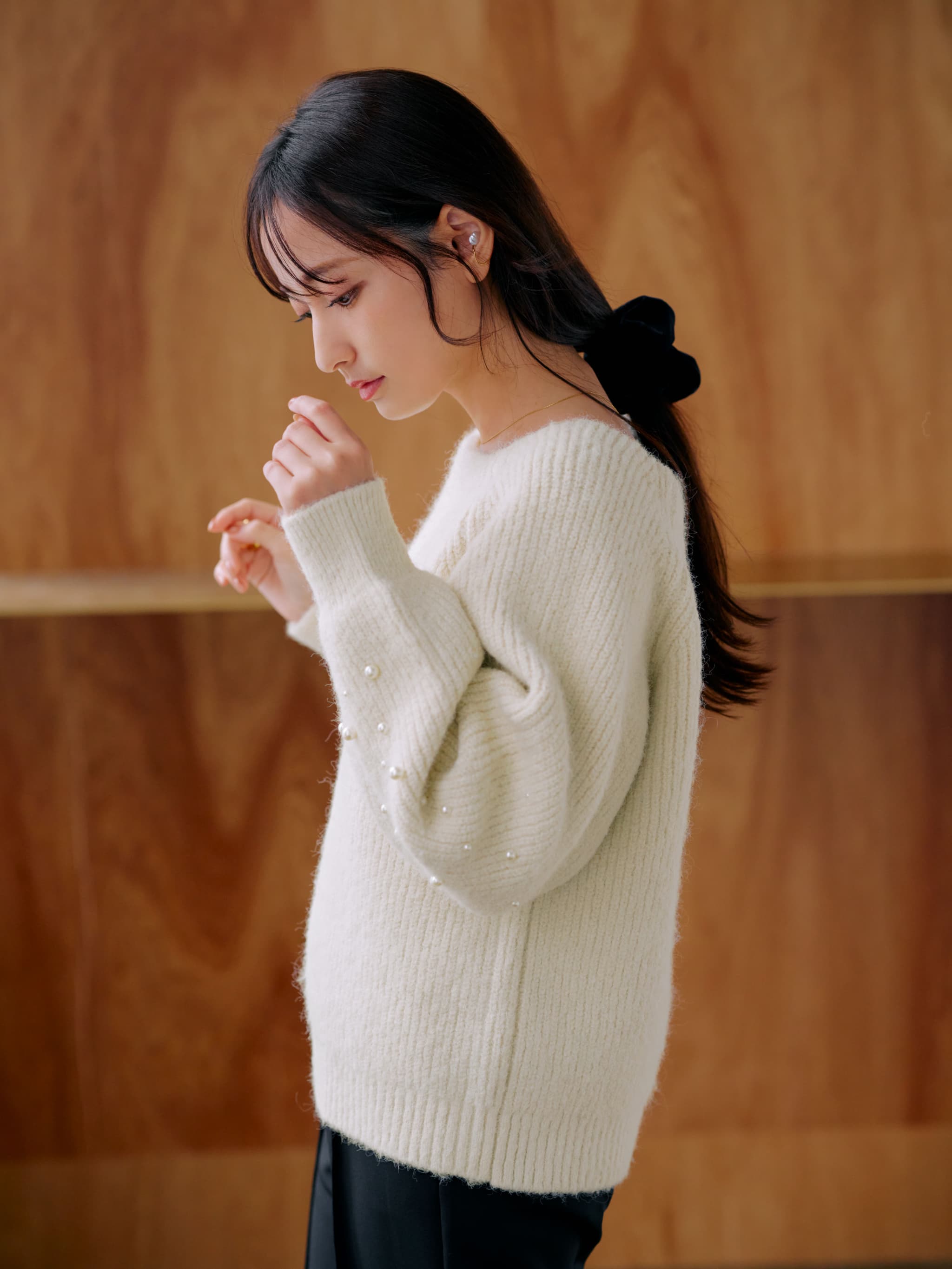 グラデーションパールスリーブニット | 小柄・低身長女性向け グラデーションパールスリーブニット | 小柄・低身長女性向け