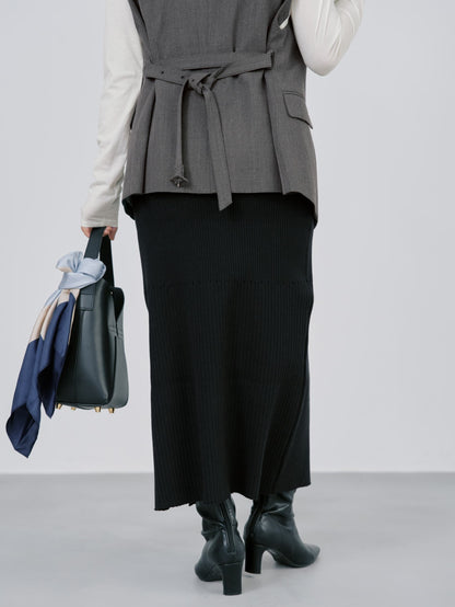 コットンブレンドリブIラインスカート-short & regular　[通常]