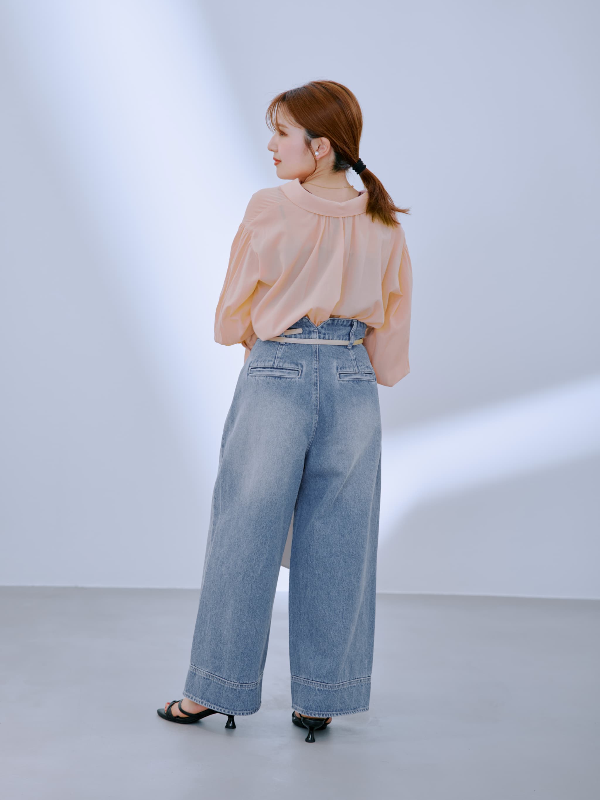 ハイウエストタックワイドデニム-short & regular | 小柄・低