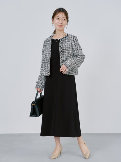 トリアセジョーゼットシームデザインワンピース-short & regular　[通常]