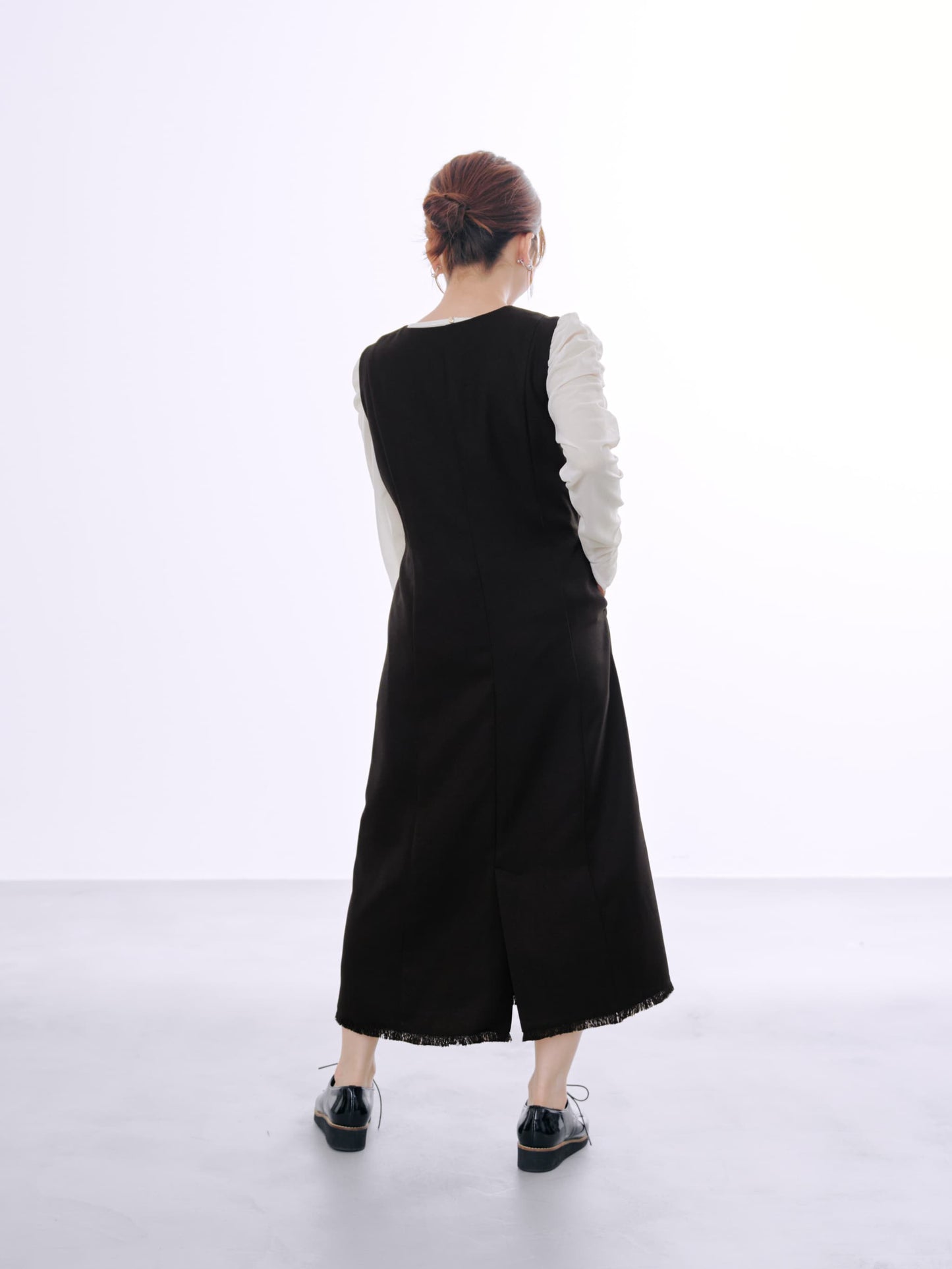 ツイードフロントジップジャンパースカート-short & regular　[通常]