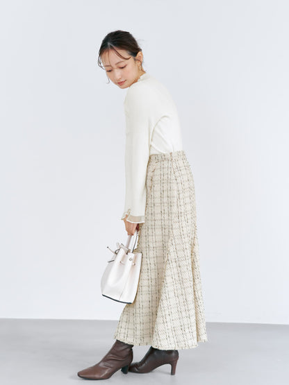 チェックツイードアシメマーメイドスカート-short & regular　[通常]