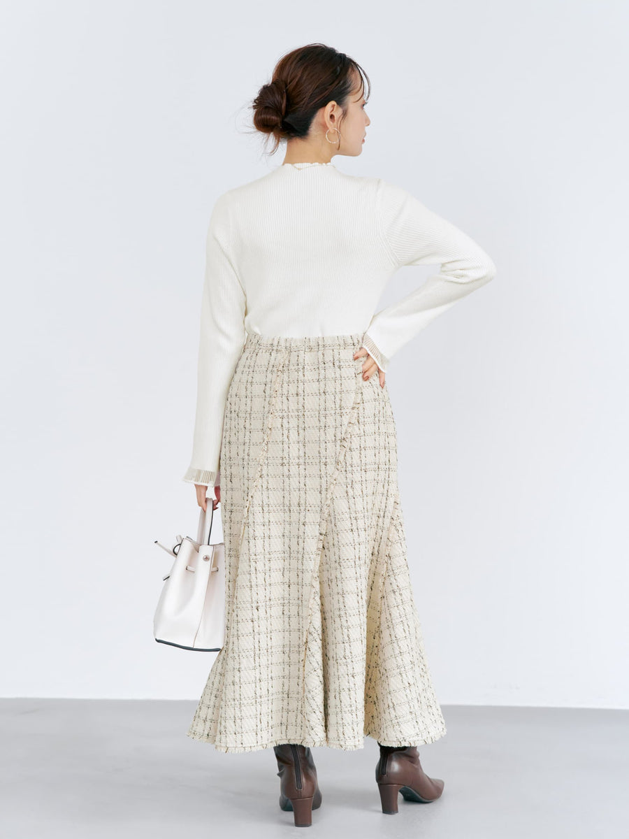 チェックツイードアシメマーメイドスカート-short & regular　[通常]