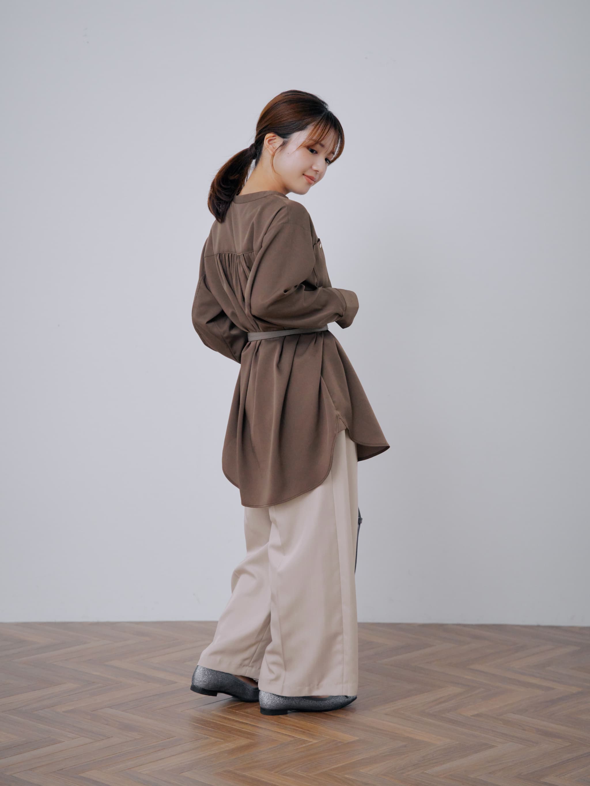 バルーンヘムバンドカラーシャツ | 小柄・低身長女性向け