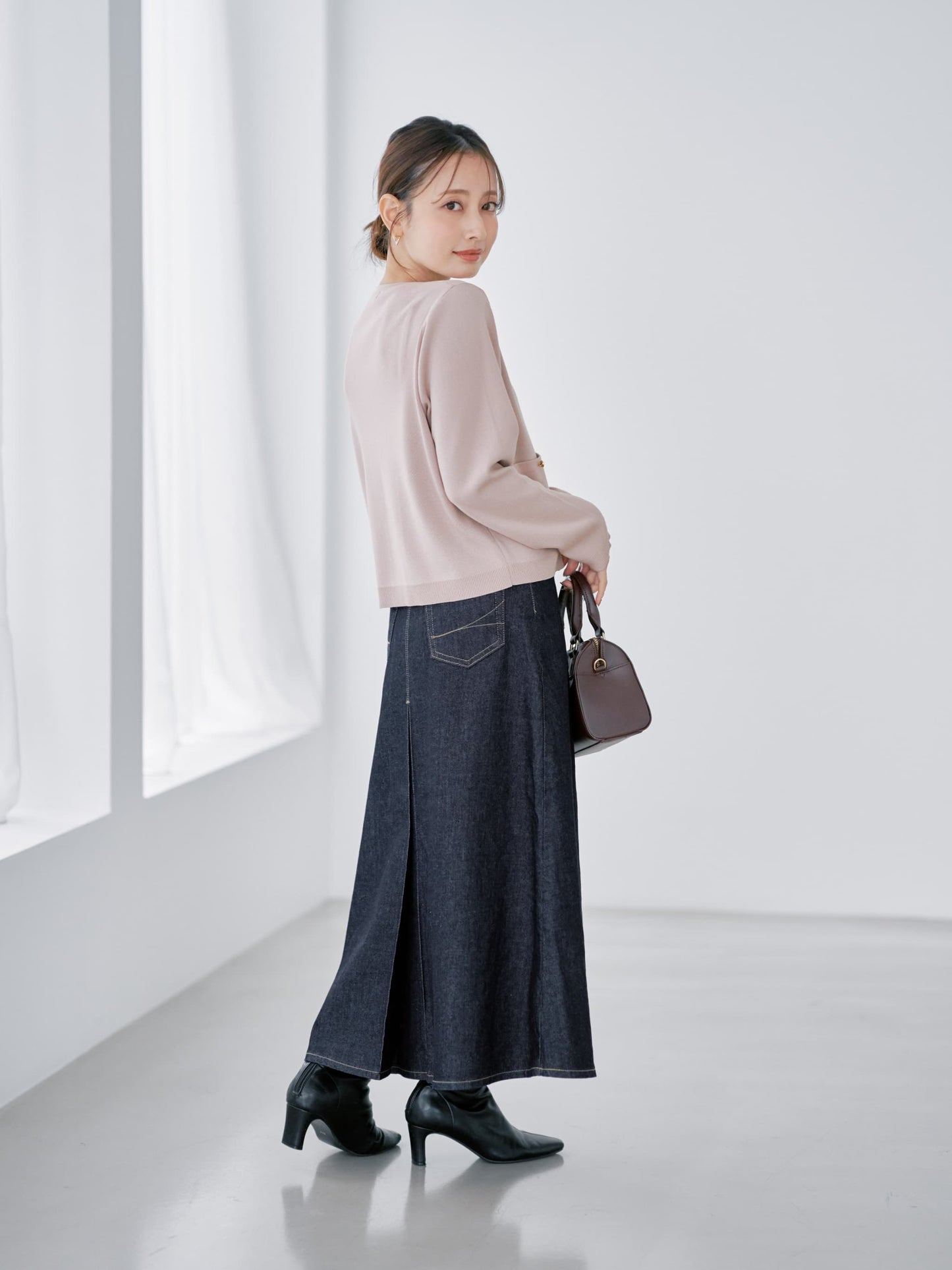 【SOMETHINGコラボ】バックタックデニムスカート-short & regular　[通常]