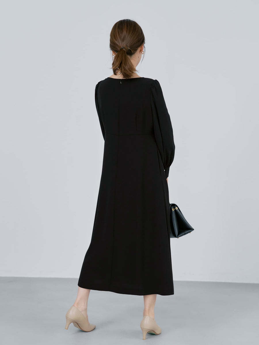 トリアセジョーゼットシームデザインワンピース-short & regular　[通常]