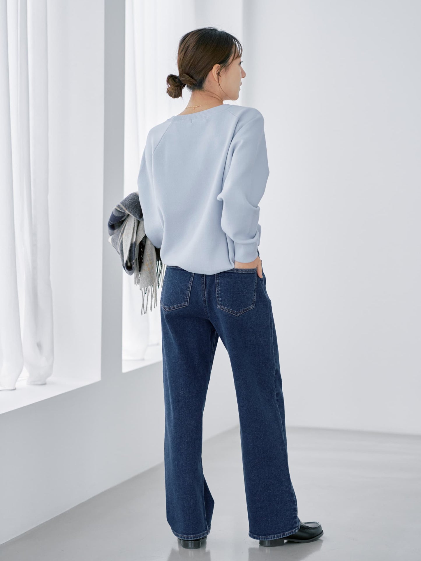 ウォームセミワイドストレートデニム-short & regular　[通常]