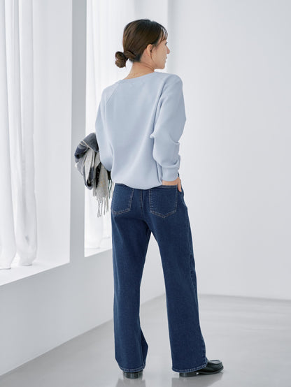 ウォームセミワイドストレートデニム-short & regular　[通常]