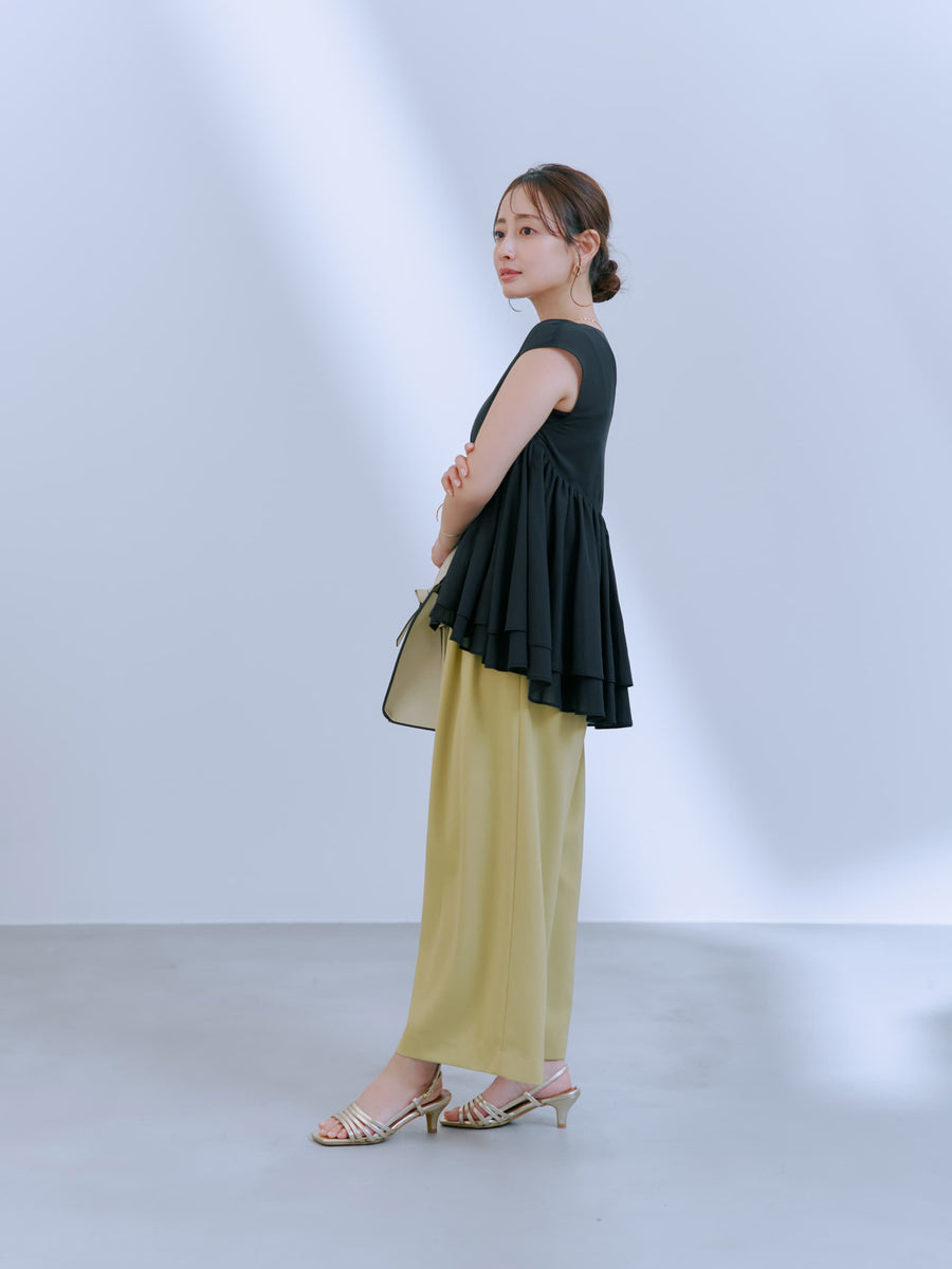 ハイウエストサイドポケットストレートパンツ-short & regular　[通常]