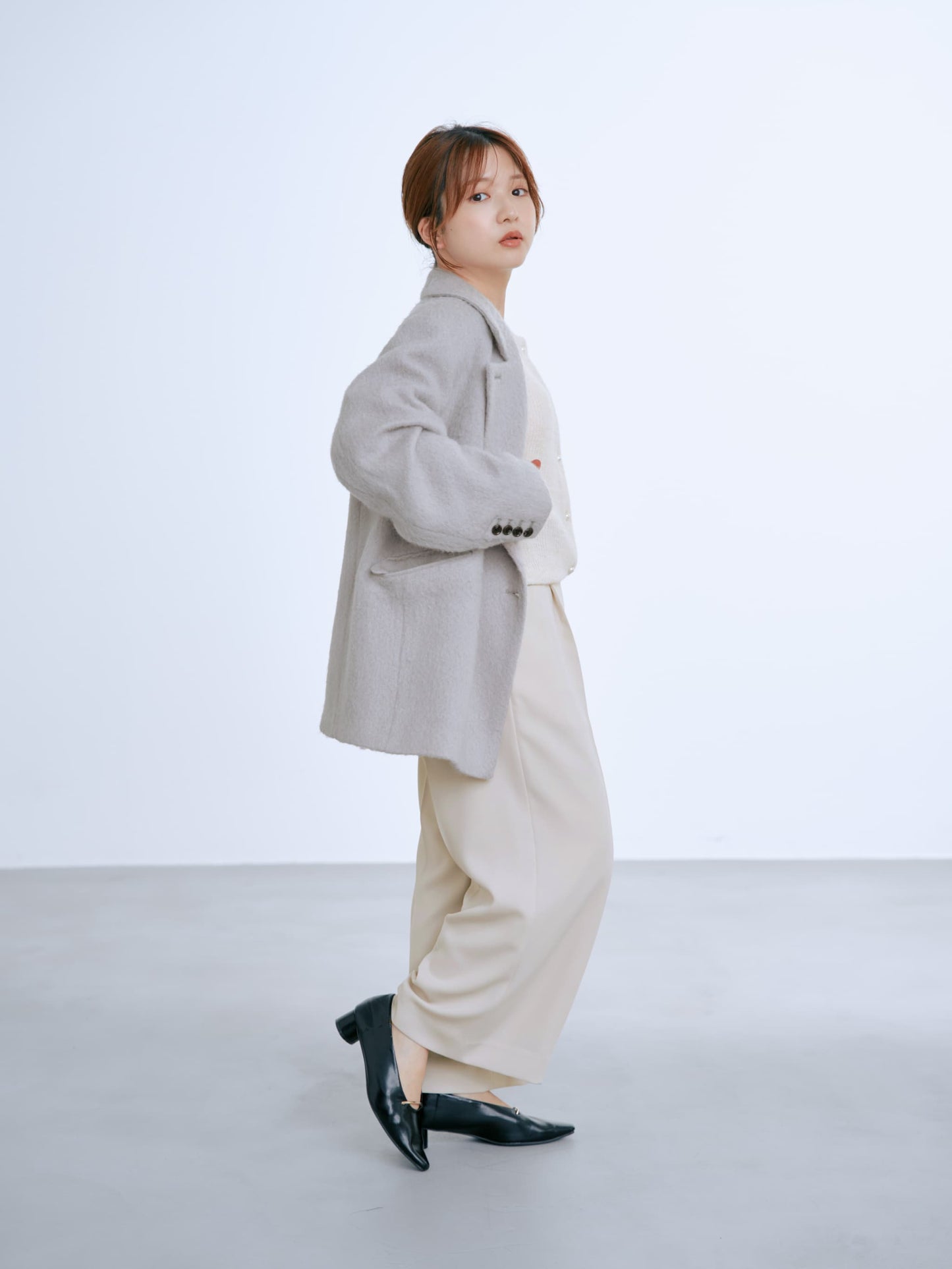 アルパカシャギーダブルコート　[通常]