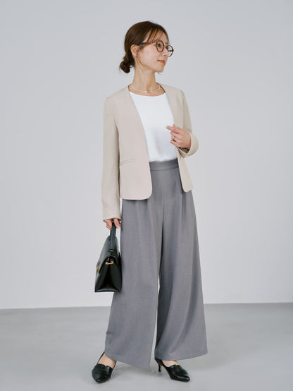 トリアセジョーゼットノーカラージャケット　[通常]