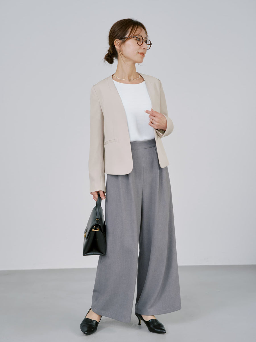 トリアセジョーゼットノーカラージャケット　[通常]