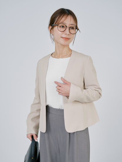 トリアセジョーゼットノーカラージャケット　[通常]