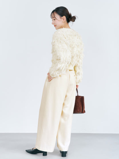 フリンジジャカードショートカーディガン　[通常]