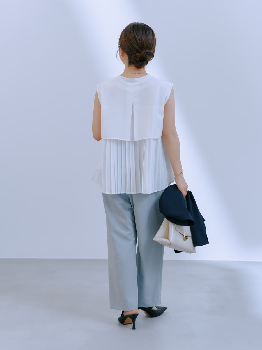 バックプリーツフレアヨークブラウス　[通常]