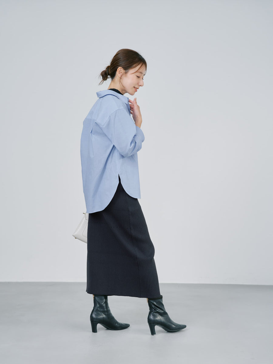 コットンブレンドリブIラインスカート-short & regular　[通常]