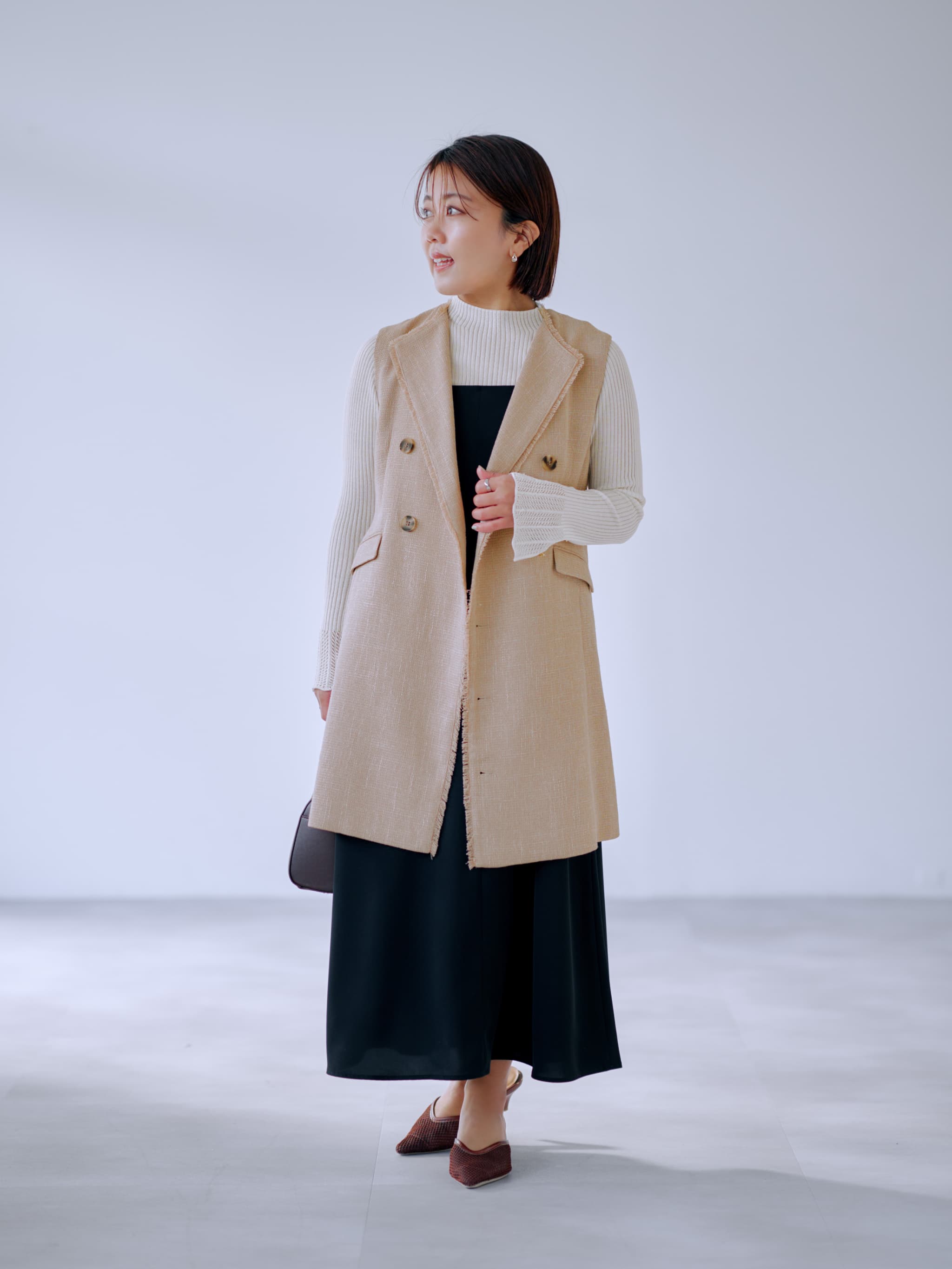 パールストラップキャミワンピース | 小柄・低身長女性向け