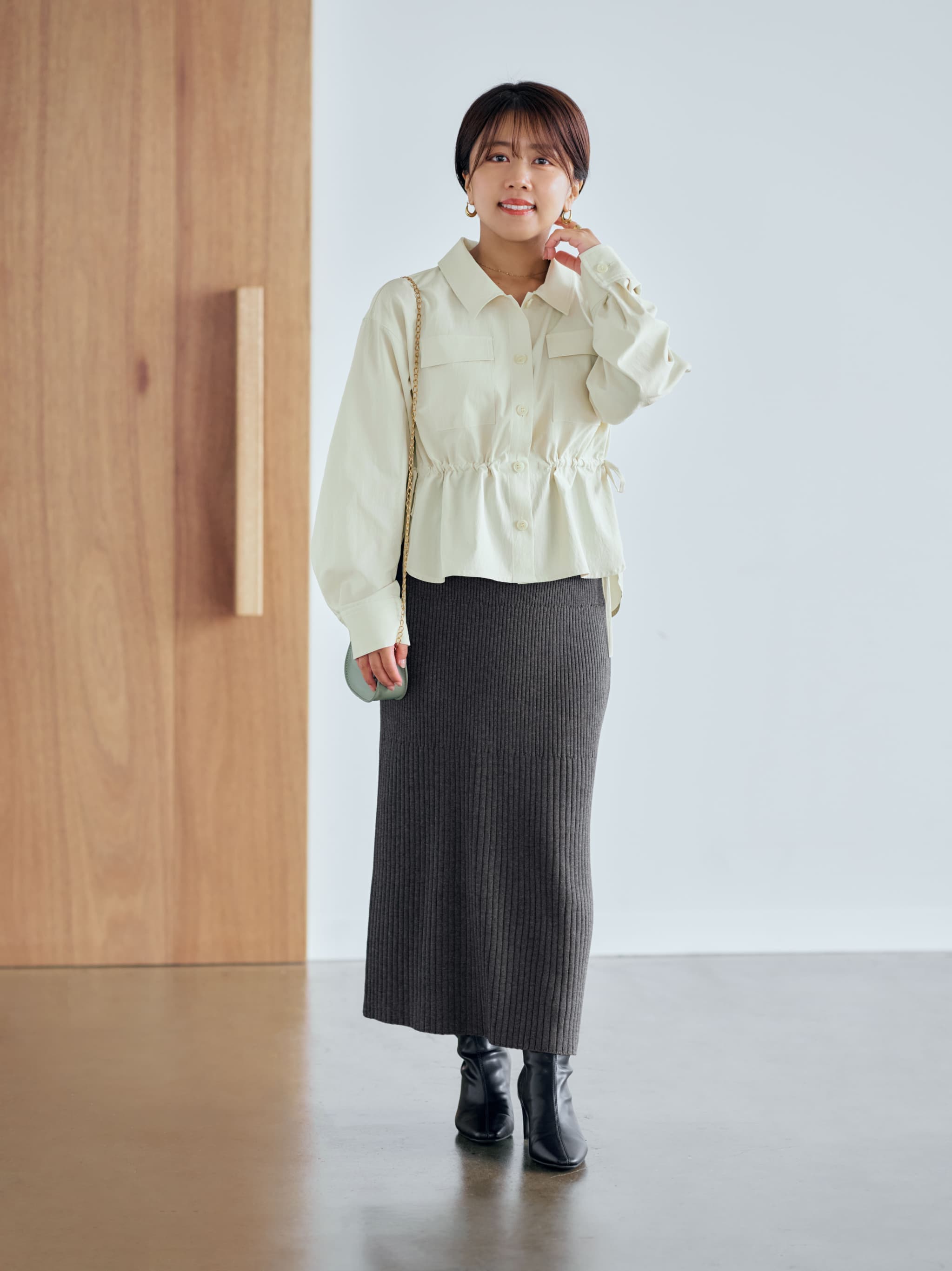 サイドリボンダブルポケットシャツ | 小柄・低身長女性向け