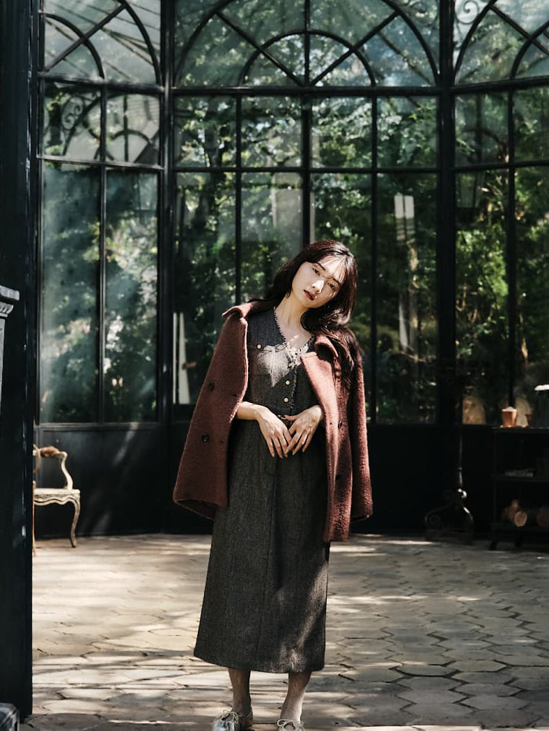 ウールツイードジャンパースカート-short & regular　[通常]