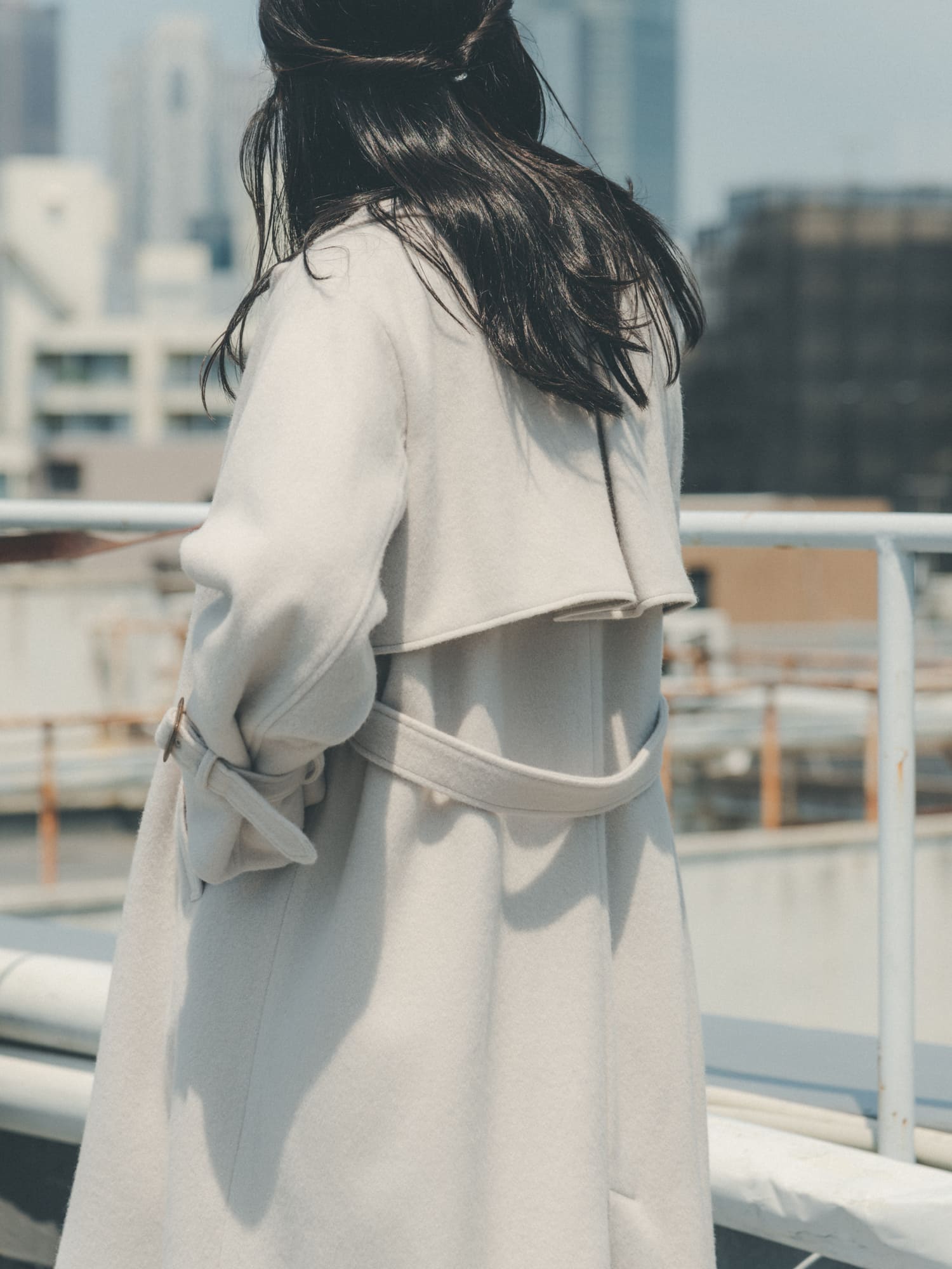 cohina【新品タグ付き】COHINA トレンチデザインウールコート ライトグレー