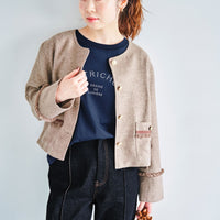 ノーカラーツイードジャケット | 小柄・低身長女性向けファッション