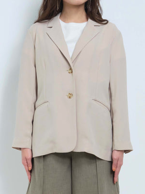 ベルト付きリネンライクジャケット | 小柄・低身長女性向け 