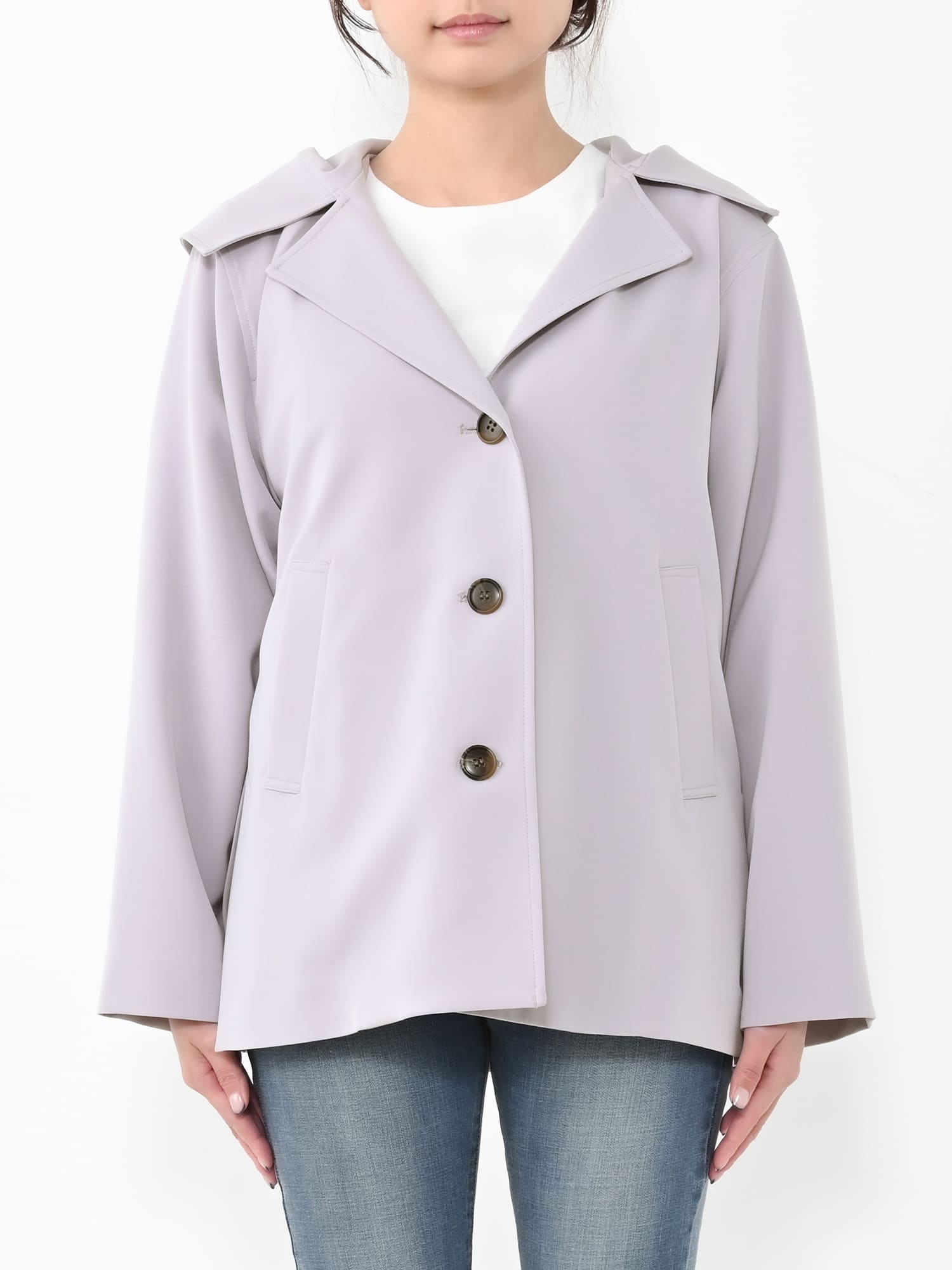フードカラーミディ丈コート | 小柄・低身長女性向けファッション通販