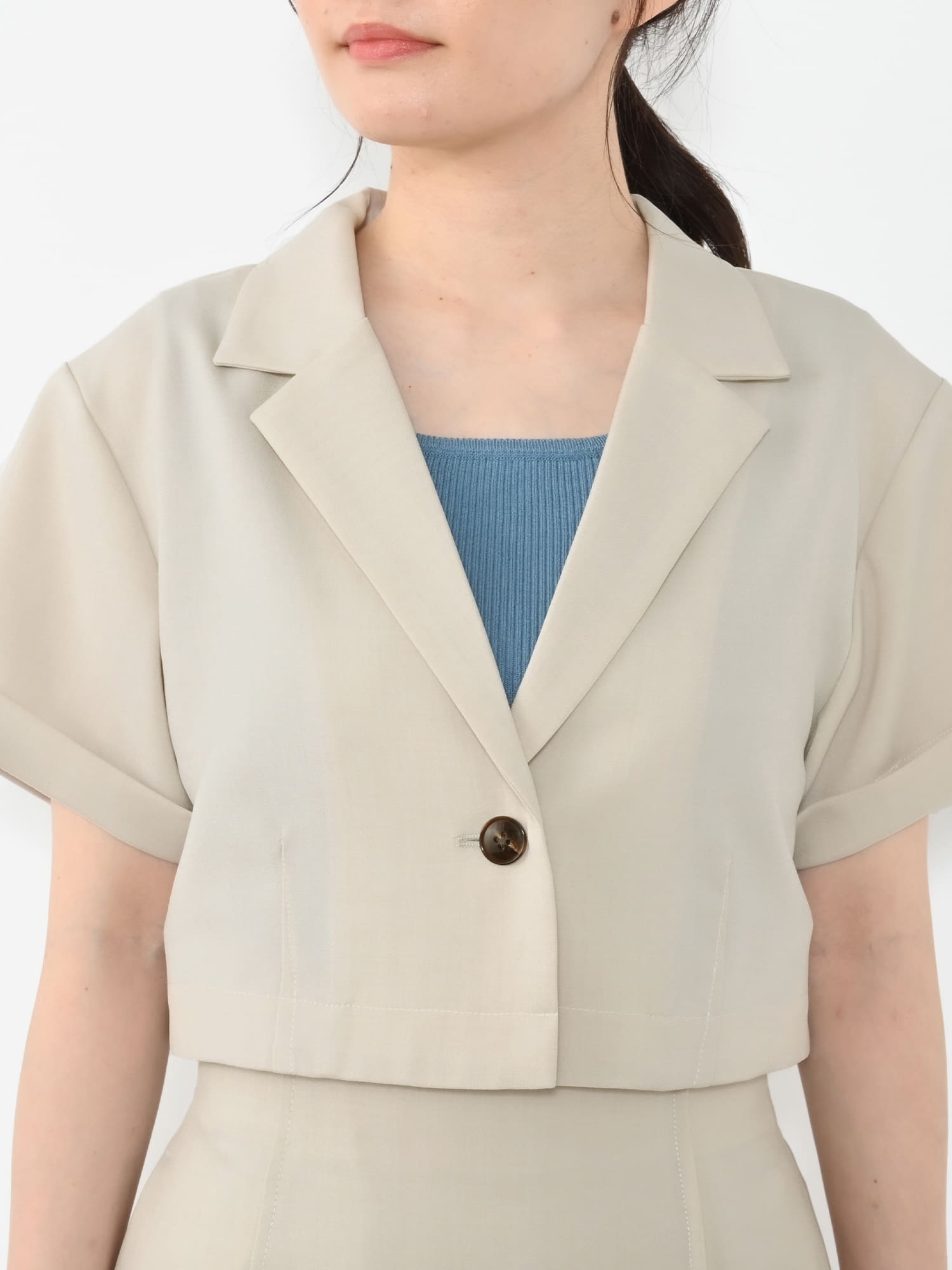 リネンライクショートジャケット | 小柄・低身長女性向けファッション 