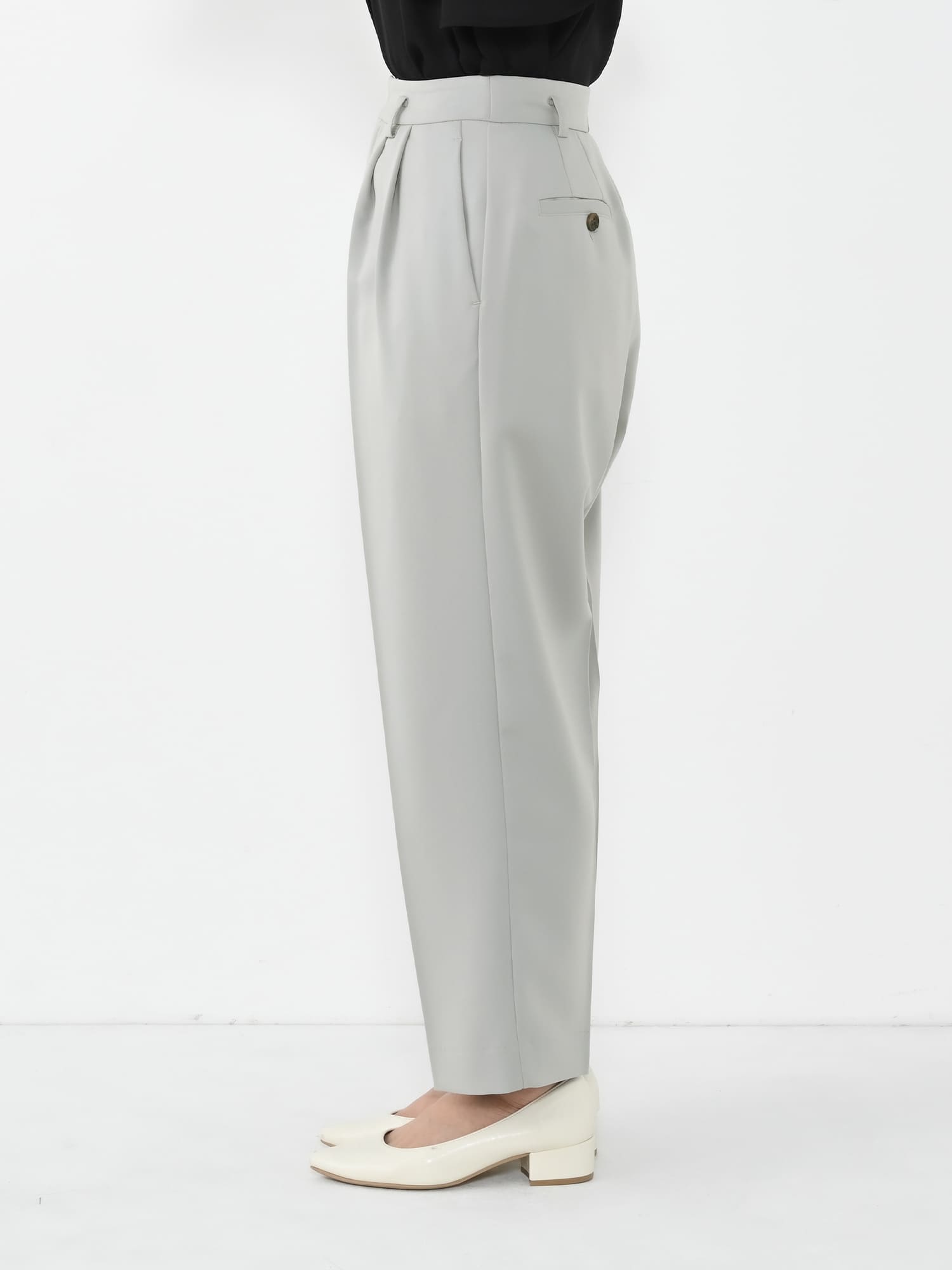 タックデザインストレッチテーパードパンツ-short & regular