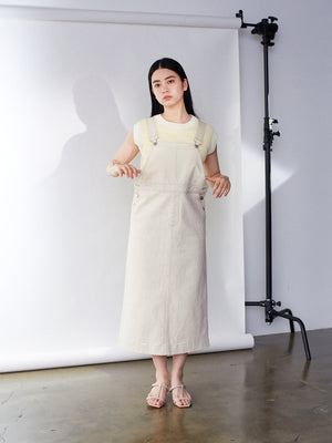 オーガニックコットンデニムサロペットスカート | 小柄・低身長女性
