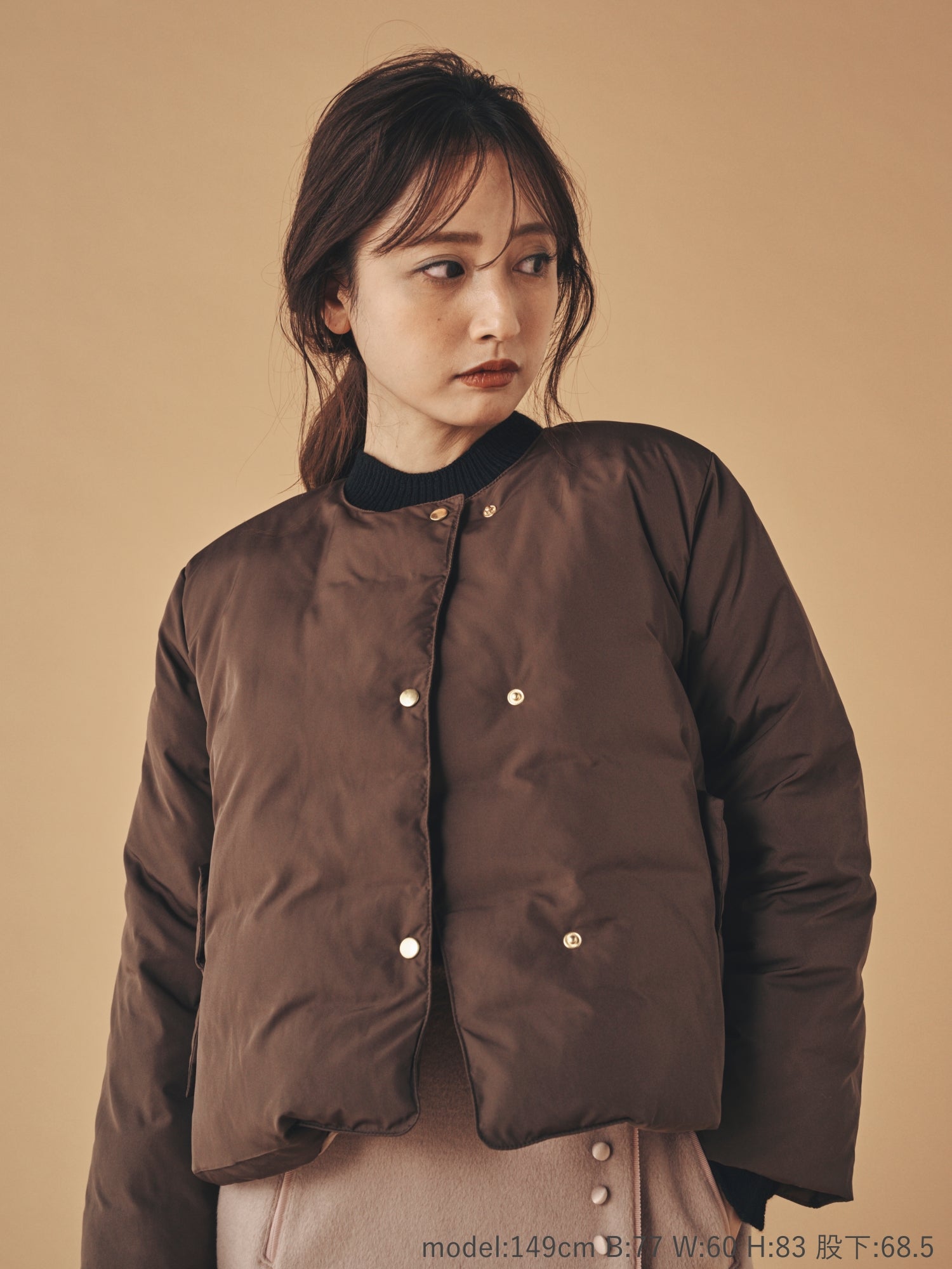 ノーカラーパデットジャケット | 小柄向け女性ブランド – COHINA STORE