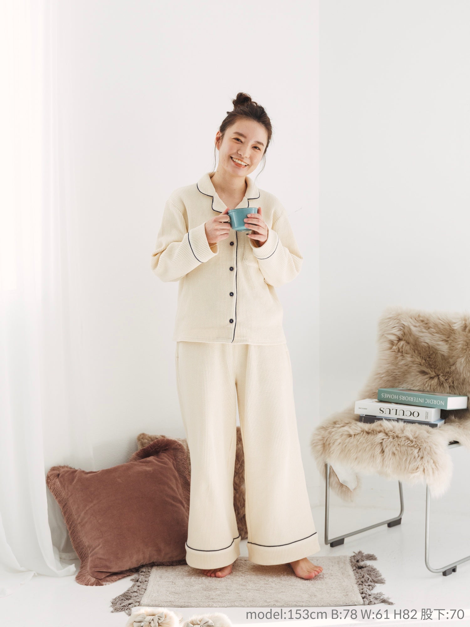 RoomWear】ワッフルパジャマセットアップ|小柄向け女性ブランド