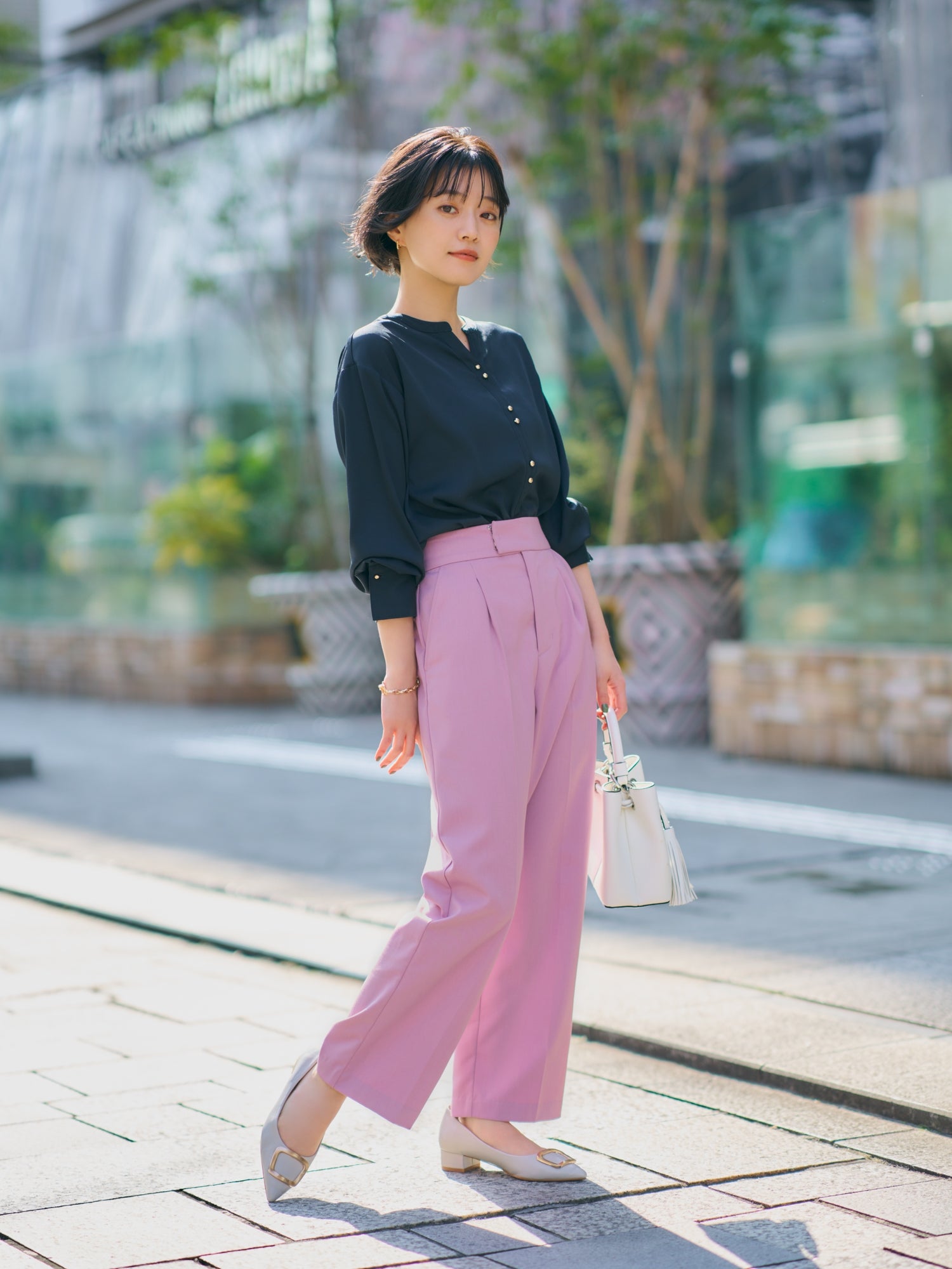 ハイウエストストレートカラーパンツ｜ 小柄・低身長女性向け