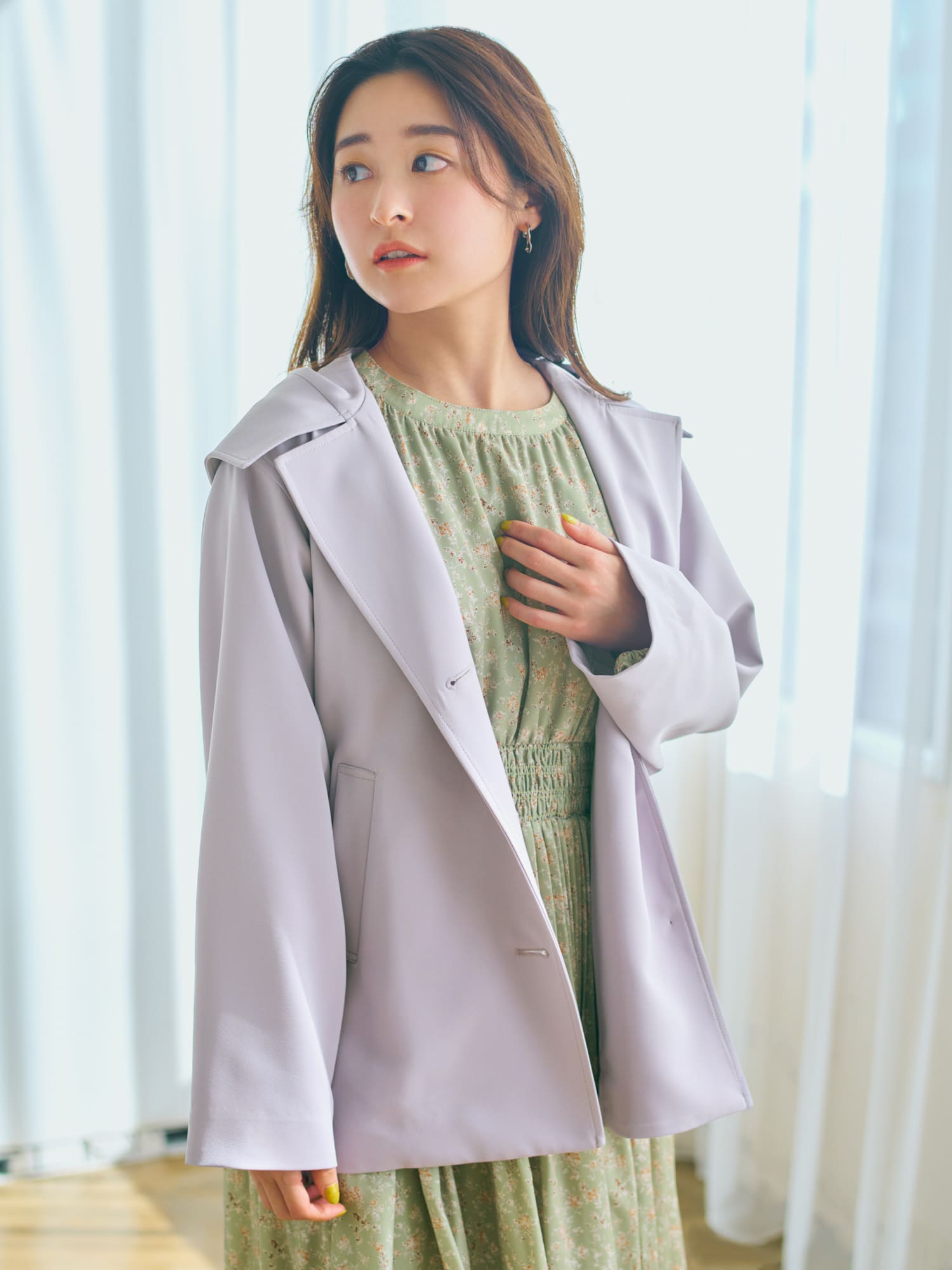 フードカラーミディ丈コート | 小柄・低身長女性向けファッション通販 