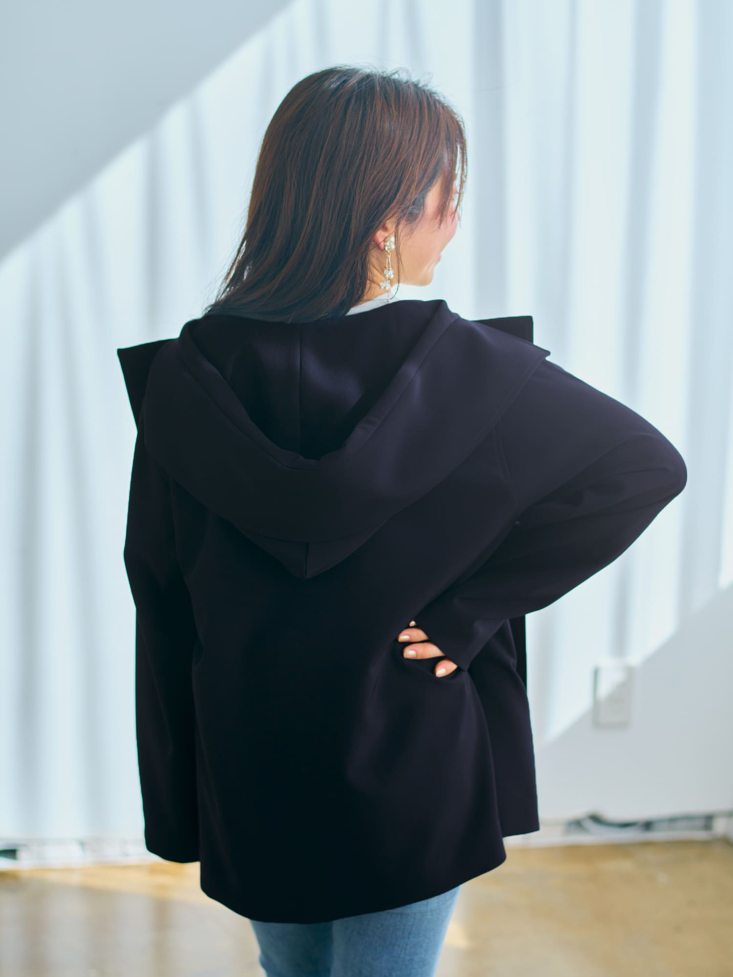 フードカラーミディ丈コート | 小柄・低身長女性向けファッション通販