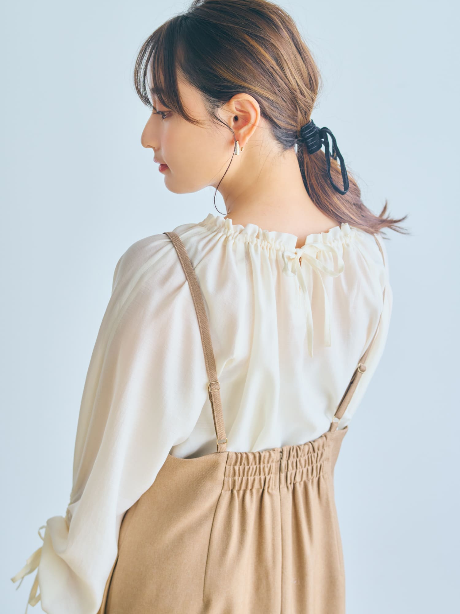 ドロストリボンスリーブブラウス | 小柄・低身長女性向け