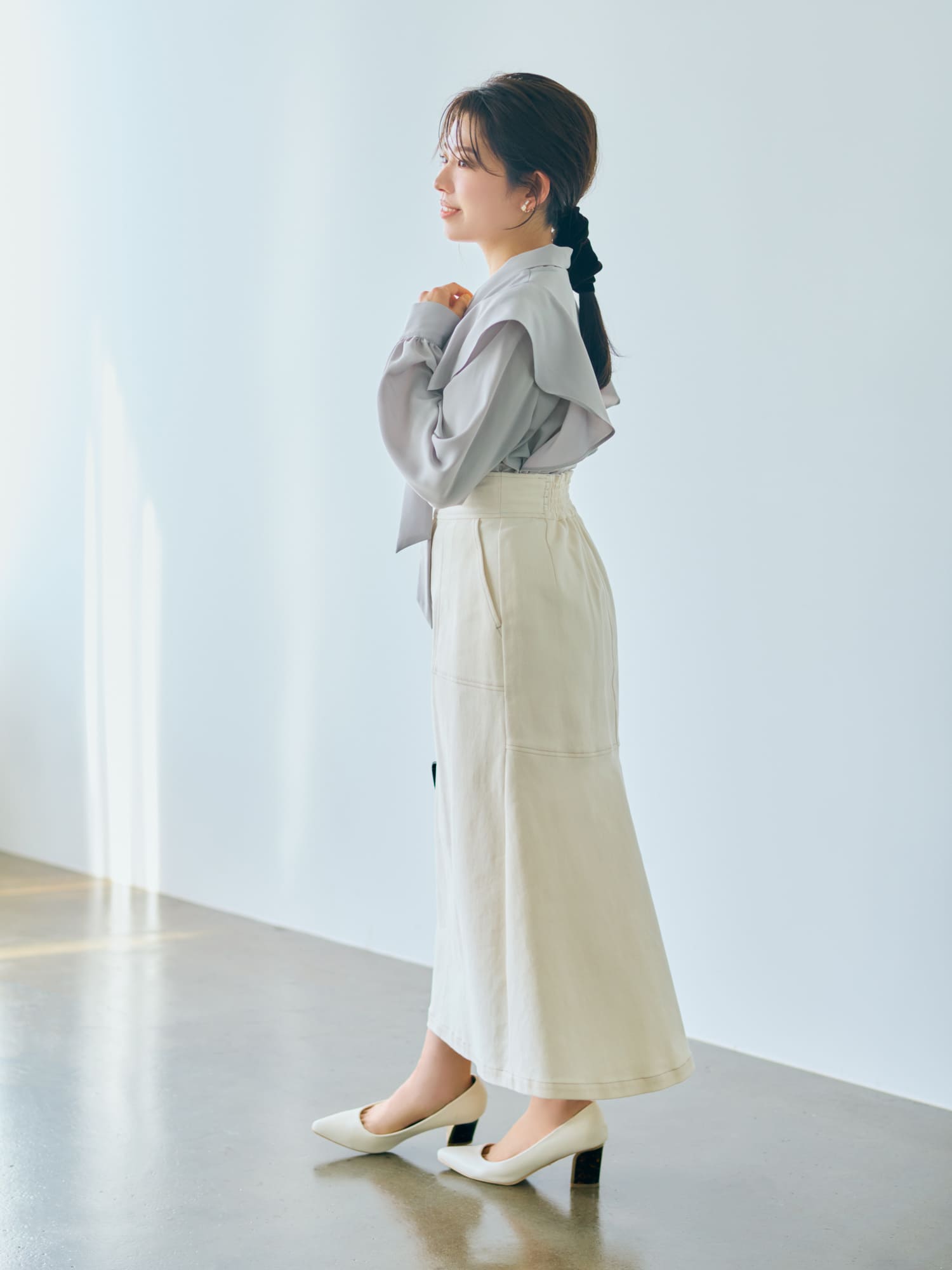 バックマーメイドデニムスカート | 小柄・低身長女性向けファッション 