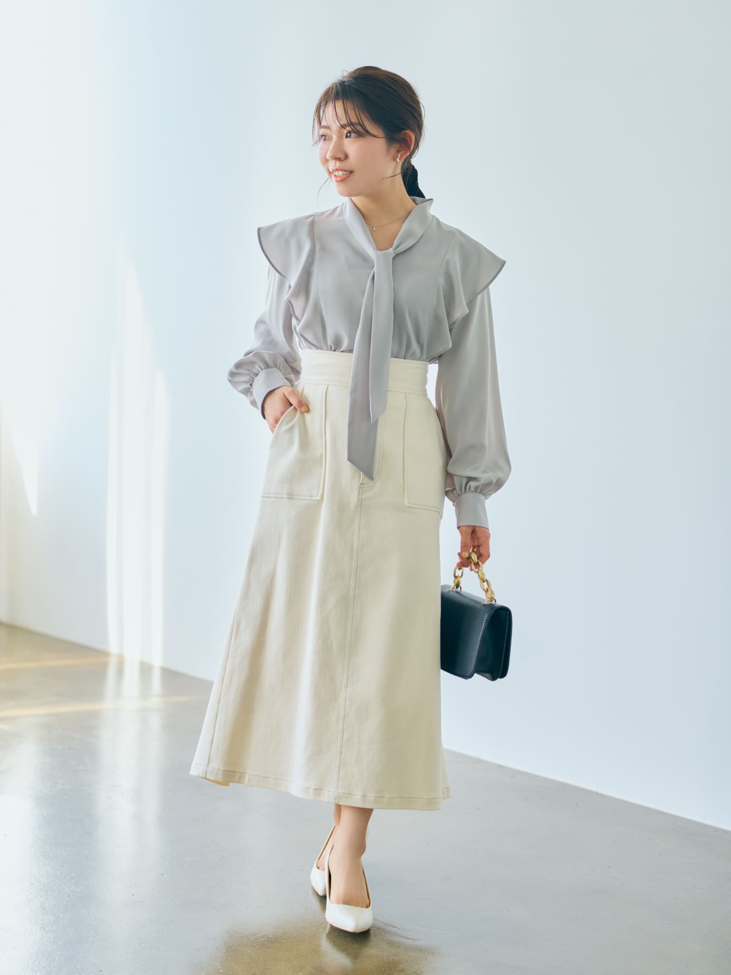 バックマーメイドデニムスカート | 小柄・低身長女性向けファッション 