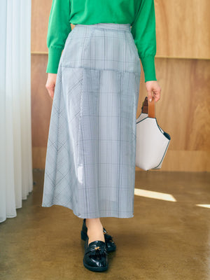 nairo シアーチェックスカート - ロングスカート